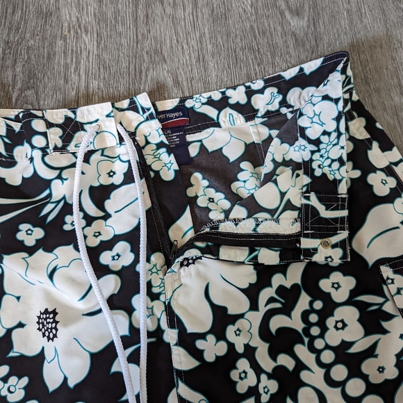 Woman's Denver Hayes Floral Swim Skirt With Pockets-Blue- Size Large - Picture 4 of 6